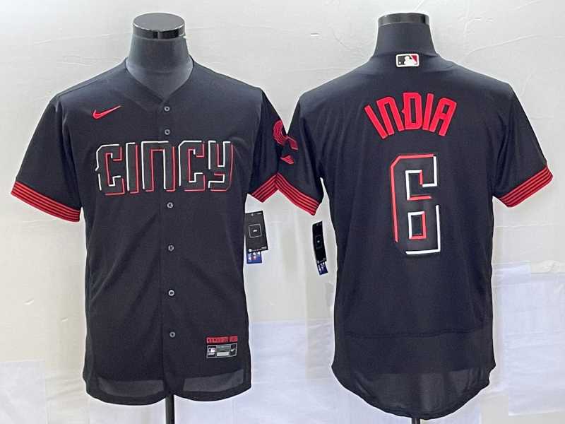 Men%27s Cincinnati Reds #6 Jonathan India Black 2023 City Connect Flex Base Stitched Jersey->chicago cubs->MLB Jersey